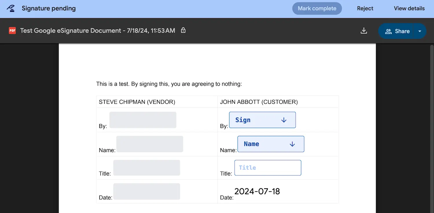 Recipient Signature Fields